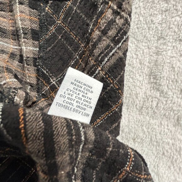 Habitat Womens Plaid Button-Up Ruffle Hem Jacket Large Lagenlook Brown Black - Picture 5 of 8